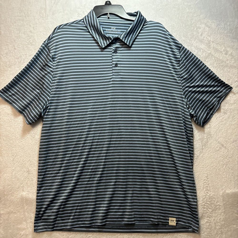 Rorie Whelan Performance Striped 2XL Golf Polo Shirt Blue